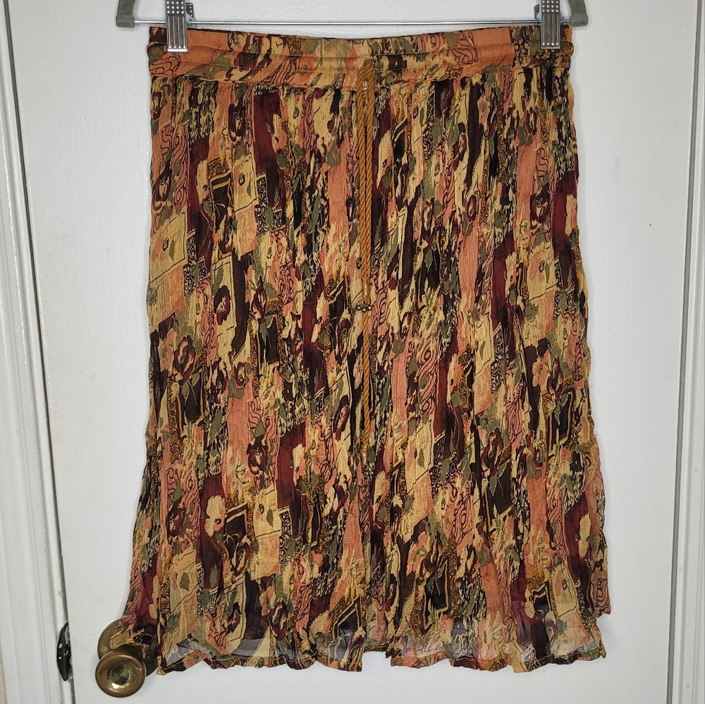 Her style vintage skirt cottagecore Womens rayon brown one size